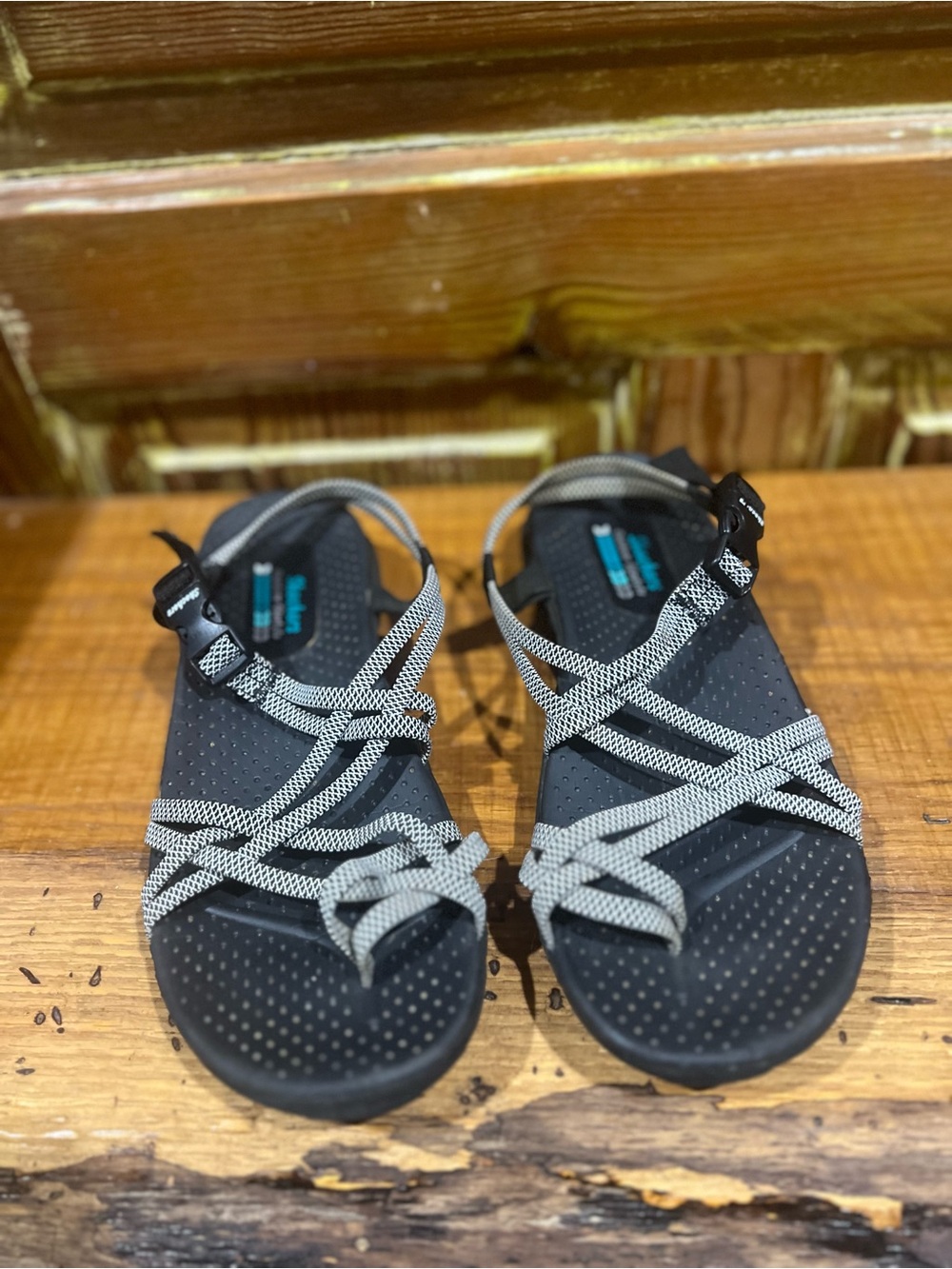 Skechers Women's Black Sandals with Gray Straps